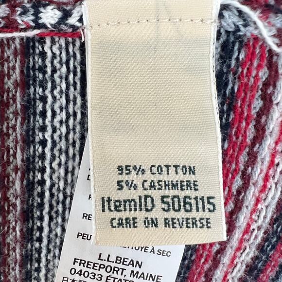 L.L. Bean Gray Red Striped Cotton Cashmere Button Down Cardigan Sweater Size M - Picture 10 of 10